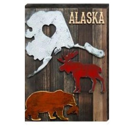 DESIGNOCRACY I Love Alaska  Animals Art on Board Wall Decor 9876218
